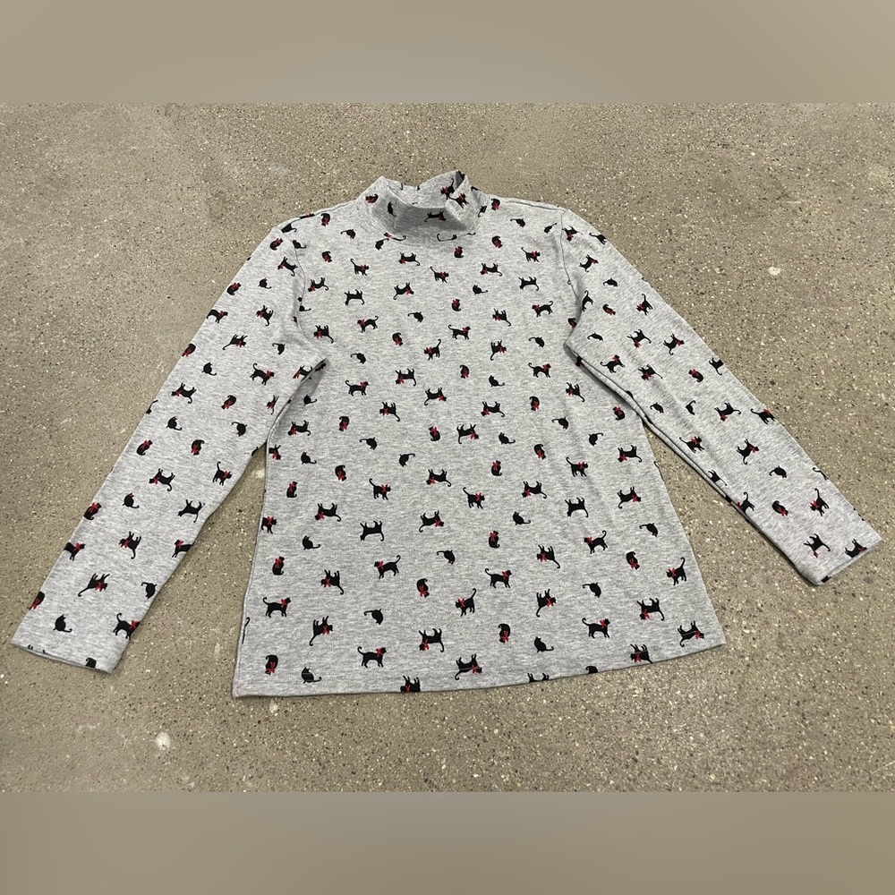 Black Cat all over print turtleneck glitter bows perfect for layering comfy cozy - Picture 3 of 10